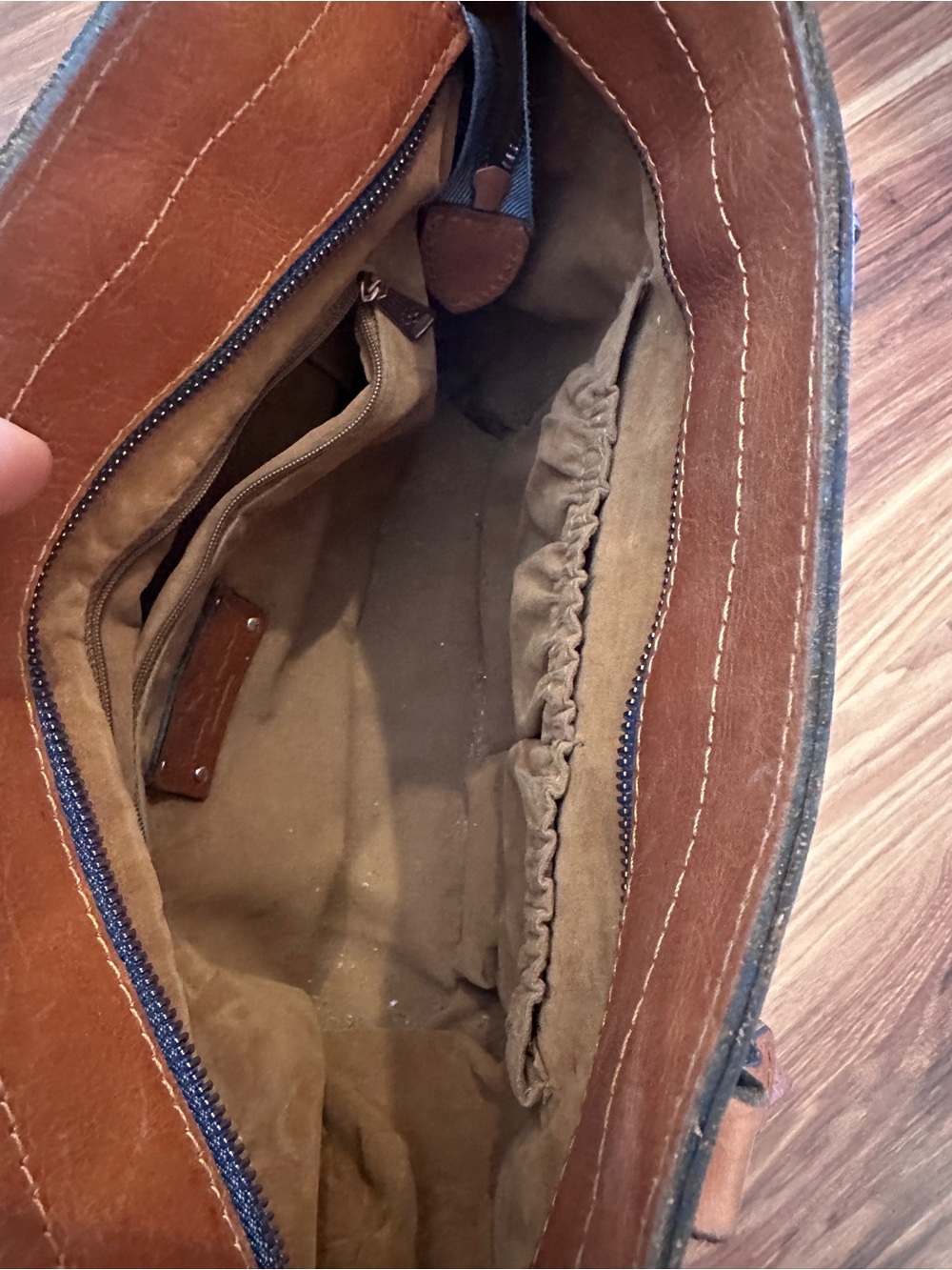 Patricia Nash Green Floral Canvas Tote with Brown Trim - Picture 4 of 4